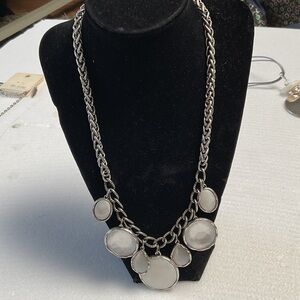 Chicos Silver -Tone White Stone Statement Necklace - Women Jewelry